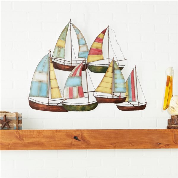 Grayson Lane 33-in x 26-in Coastal Wall Decor - Multicoloured Metal