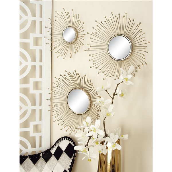 Grayson Lane Round Gold Framed Wall Mirror - Set of 3