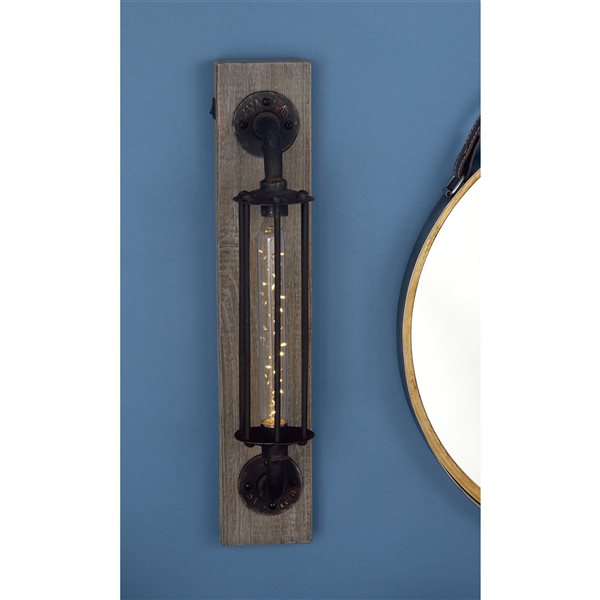 Grayson Lane 6-in W Distressed Black Industrial Wall Sconce