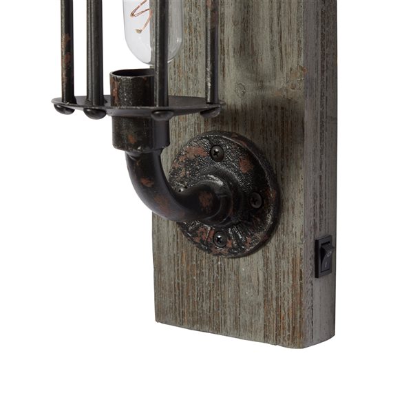 Grayson Lane 6-in W Distressed Black Industrial Wall Sconce