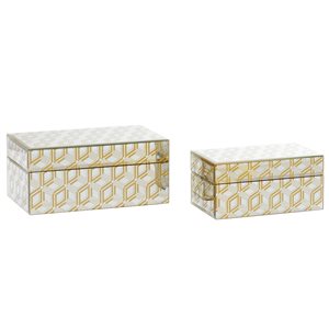 CosmoLiving by Cosmopolitan Gold Glam MDF Rectangle Box - Set of 2