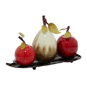 Greyson Lane White/Red Classic Iron Decorative Fruit Bowl - Set of 1