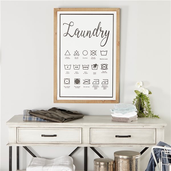 Grayson Lane 31.65-in H x 21.75-in W Laundry Guide Wood Wall Accent