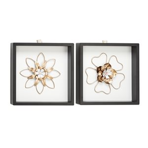Grayson Lane 12-in H x 12-in W Floral Wood Wall Accent - Set of 2