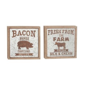 Grayson Lane 18-in H x 18-in W Farmhouse Metal Sign Wall Accent - Set of 2