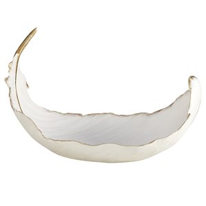 CosmoLiving by Cosmopolitan White/Gold Contemporary Resin Feather Decorative Bowl - Set of 1