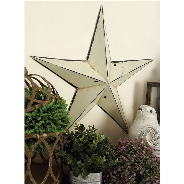 Grayson Lane 24-in H x 24-in W Rustic Metal Cream Stars Wall Accent - Set of 3