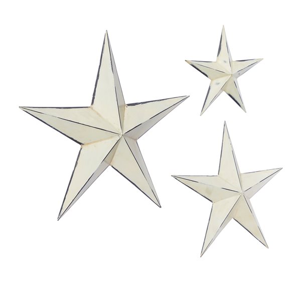 Grayson Lane 24-in H x 24-in W Rustic Metal Cream Stars Wall Accent - Set of 3