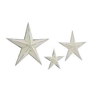 Grayson Lane 24-in H x 24-in W Rustic Metal Cream Stars Wall Accent - Set of 3