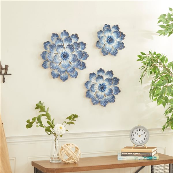 Grayson Lane 18-in H x 18-in W Floral Metal Wall Accent - Set of 3