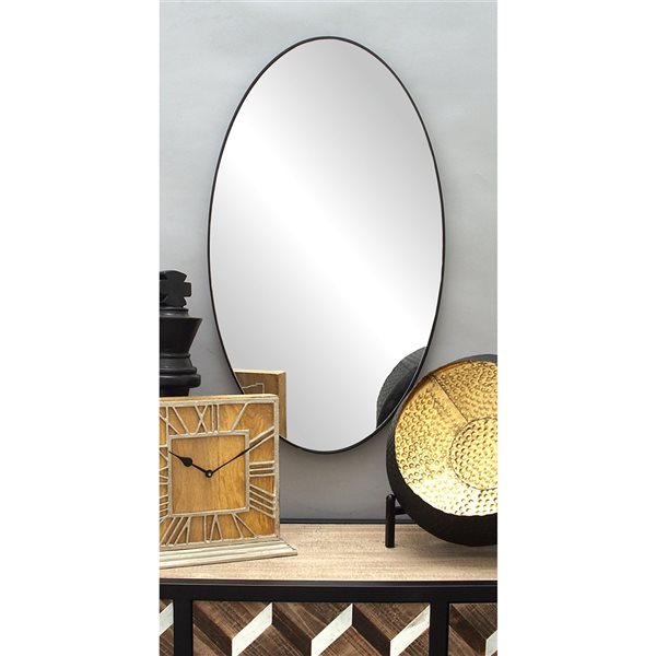 Grayson Lane 31-in L x 18-in W Oval Black Framed Wall Mirror