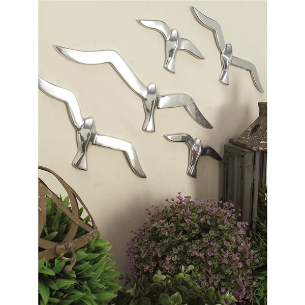 Grayson Lane 4-in H x 16-in W Birds Aluminum Wall Accent - Set of 7