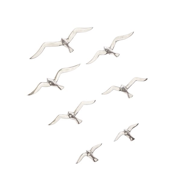 Grayson Lane 4-in H x 16-in W Birds Aluminum Wall Accent - Set of 7