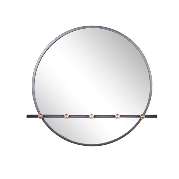 Grayson Lane 24-in L x 26-in W Round Silver Framed Wall Mirror