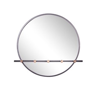 Grayson Lane 24-in L x 26-in W Round Silver Framed Wall Mirror