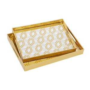 CosmoLiving By Cosmopolitan Rectangle Gold Serving Trays - Set of 2