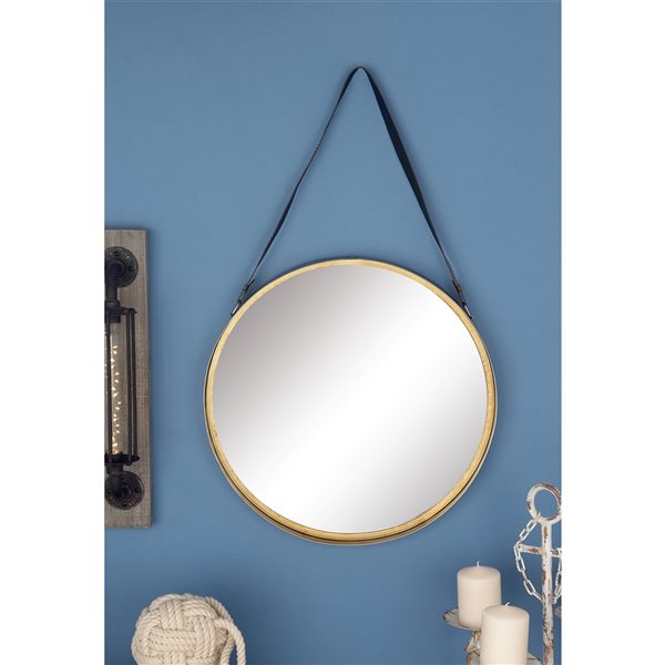 Grayson Lane 33-in L x 20-in W Round Gold Framed Wall Mirror