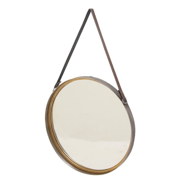 Grayson Lane 33-in L x 20-in W Round Gold Framed Wall Mirror