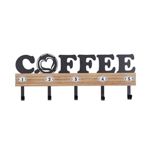 Grayson Lane Farmhouse Coffee Grey Wood/Metal Decorative 5 Screw Wall Hooks - Set of 1
