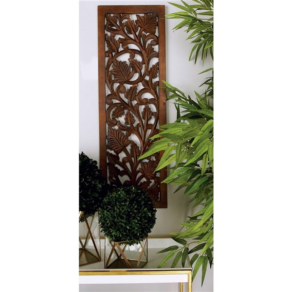 Grayson Lane 36-in H x 12-in W Traditional Floral Brown Wood Wall Accent