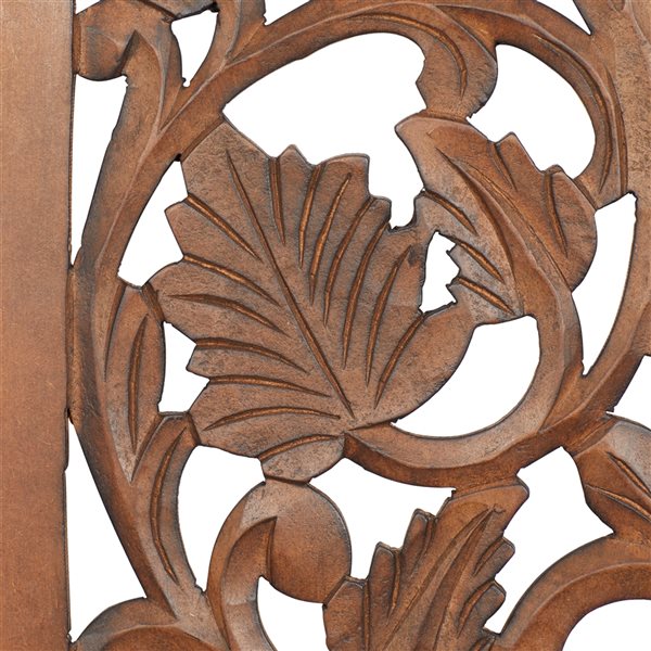 Grayson Lane 36-in H x 12-in W Traditional Floral Brown Wood Wall Accent