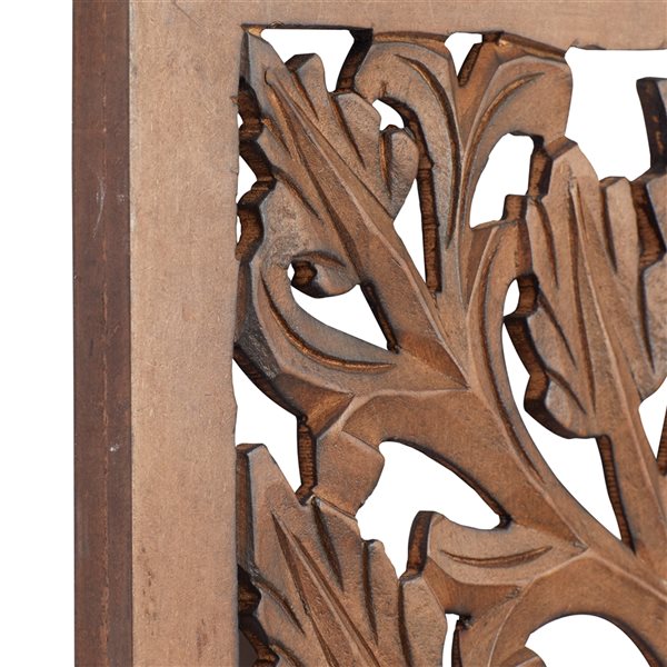 Grayson Lane 36-in H x 12-in W Traditional Floral Brown Wood Wall Accent