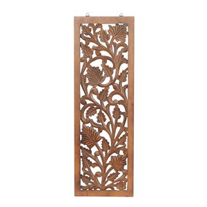 Grayson Lane 36-in H x 12-in W Traditional Floral Brown Wood Wall Accent