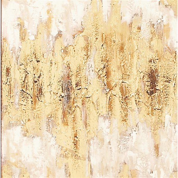CosmoLiving by Cosmopolitan Gold Wood Framed 24-in H x 24-in W Abstract Resin Painting