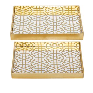 CosmoLiving By Cosmopolitan Gold Rectangle Serving Trays - Set of 2