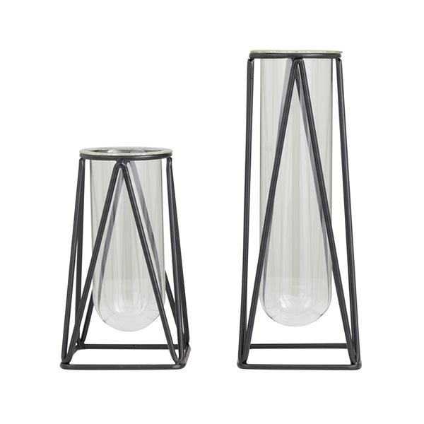 CosmoLiving by Cosmopolitan Black Modern Iron Test Tube Vase - Set of 2