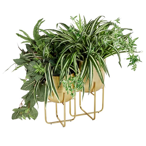 Grayson Lane 10-in W x 16-in H Gold Metal Planter - 2-Pack