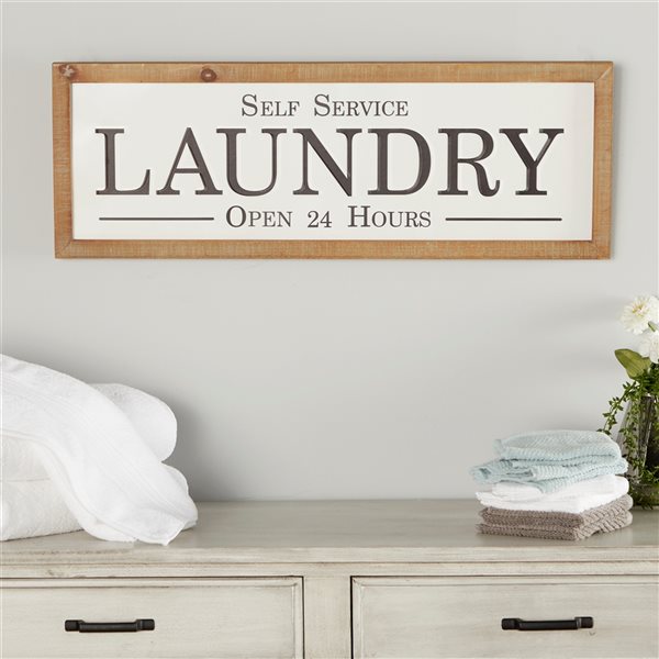 Grayson Lane 13.05-in H x 31.65-in W Laundry Wood Wall Accent