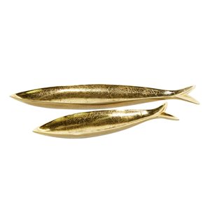 CosmoLiving by Cosmopolitan Gold Contemporary Aluminum Fish Tray - Set of 2