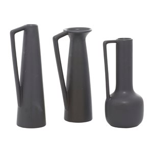 CosmoLiving by Cosmopolitan Grey Modern Ceramic Geometric Vase - Set of 3