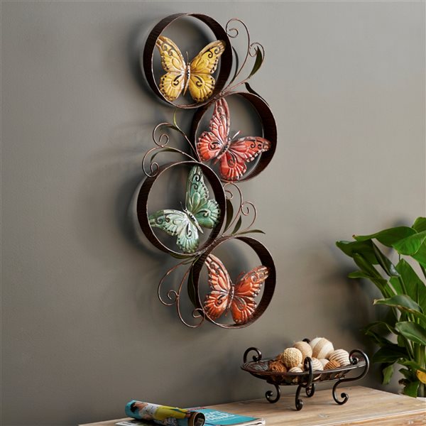 Grayson Lane 36-in H x 22-in W Butterflies Metal Wall Accent