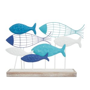 Greyson Lane Blue Coastal Iron Freeform Fish Sculpture - Set of 1