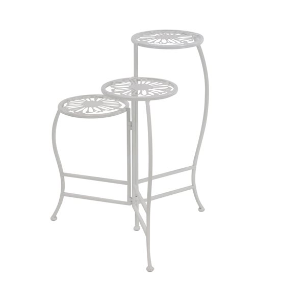 Grayson Lane 24-in White Outdoor Cast Iron Plant Stand