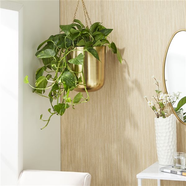 Cosmoliving by Cosmopolitan 10-in W x 11-in H Gold Metal Hanging Wall Planter - 2-Pack