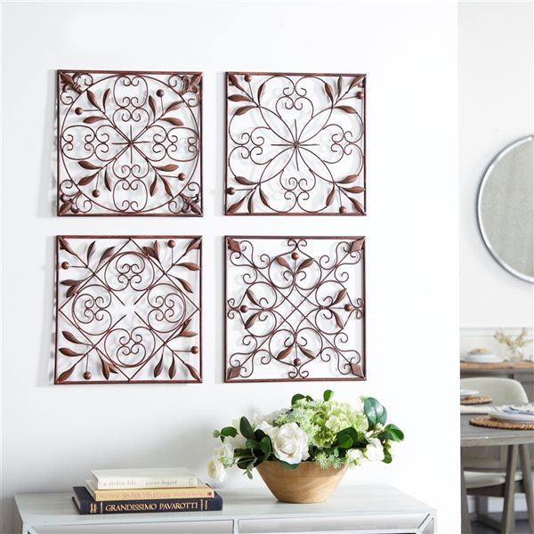 Grayson Lane 14-in H x 14-in W Rustic Metal Wall Accent - Set of 4