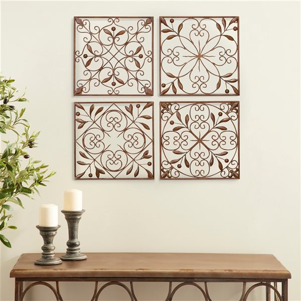 Grayson Lane 14-in H x 14-in W Rustic Metal Wall Accent - Set of 4