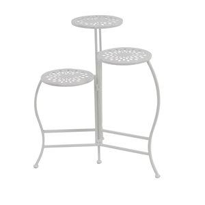 Grayson Lane 24-in White Outdoor Round Cast Iron Plant Stand