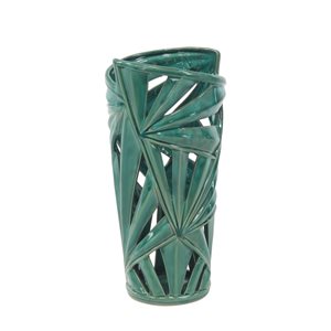 CosmoLiving by Cosmopolitan Green Modern Stoneware Cylinder Vase - Set of 1
