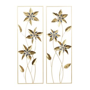 Grayson Lane 36-in H x 12-in W Contemporary Floral Metal Wall Accent - Set of 2