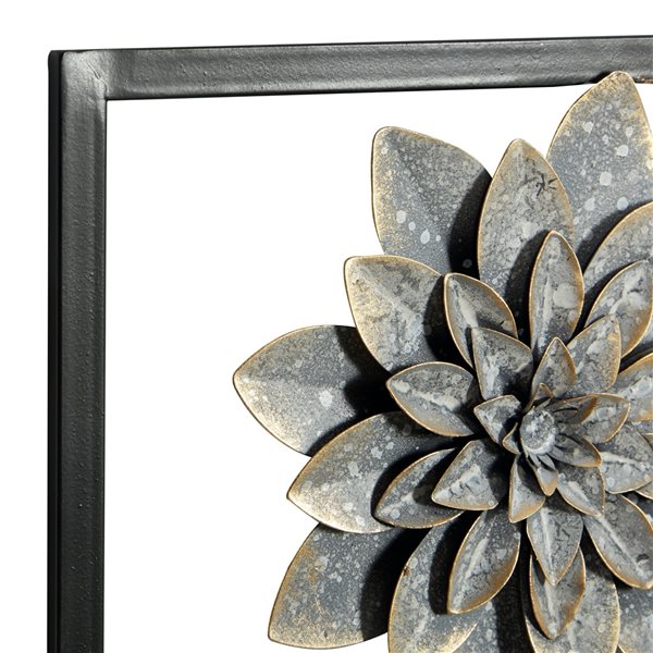 Grayson Lane 36-in H x 12-in W Contemporary Grey Metal Floral Wall Accent - Set of 2