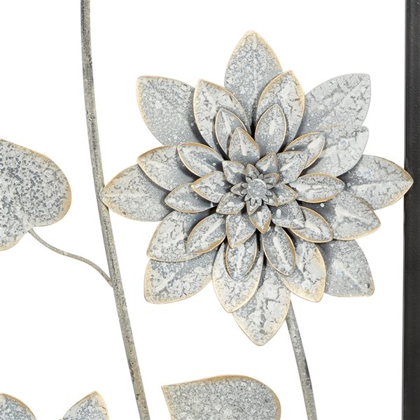 Grayson Lane 36-in H x 12-in W Contemporary Grey Metal Floral Wall Accent - Set of 2