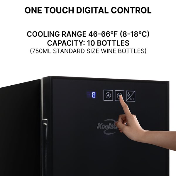 Koolatron Urban 10-Bottle Capacity Black Freestanding Wine Cooler