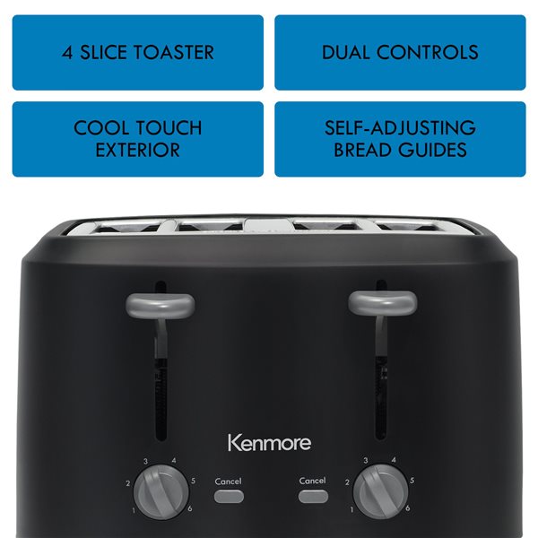 Kenmore 4-Slice Black 1400-Watt Toaster