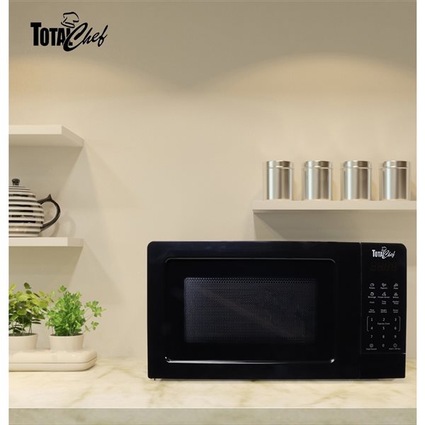  Total Chef Compact Countertop Microwave Oven, 700W, 0.7 Cubic  Feet Capacity, Digital Touchscreen Controls, One-Touch Push-Button Opening,  6 Pre-Set Cooking Modes, Silver Stainless Steel: Home & Kitchen