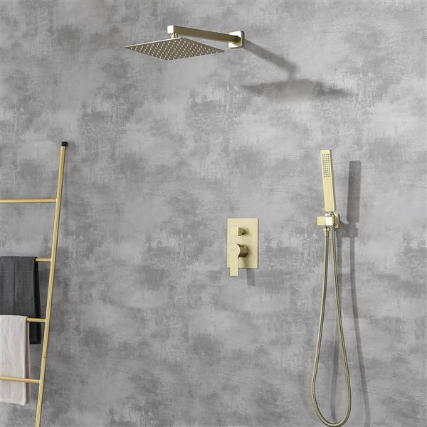 CASAINC Brushed Gold 10-in Built-In Shower System with Rough-In Valve
