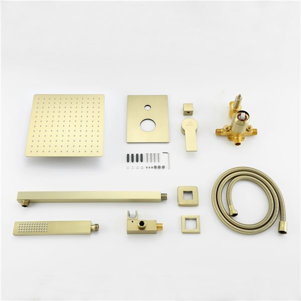 CASAINC Brushed Gold 10-in Built-In Shower System with Rough-In Valve